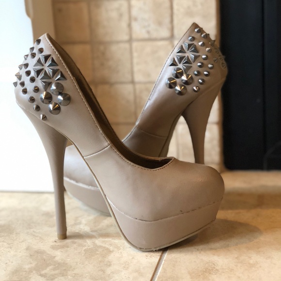 Charlotte Russe Shoes - Nude heels with spike rhinestone